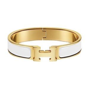 NEW White Enamel and Gold H Clic Bracelet